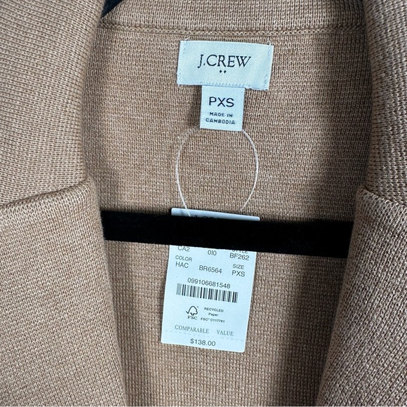 J. Crew tan khaki classic preppy cotton knit one button blazer.size PXS NWT - Picture 2 of 7